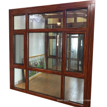 High quality wooden color German brand hardware Aluminum casement window double glazed windows